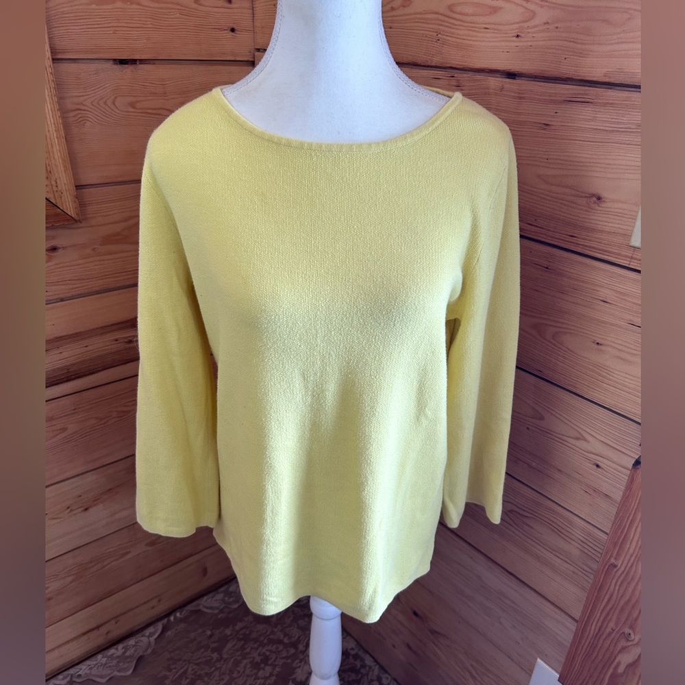 Cotton Lemon Yellow Knit Sweater Womens Medium Josephine & Co